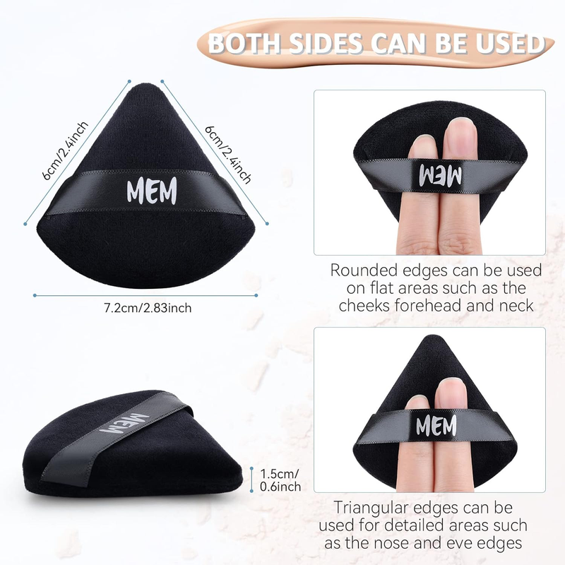 8 Pack Triangle Powder Puff For Make Up Application - Wet or Dry Use Beauty Sponge