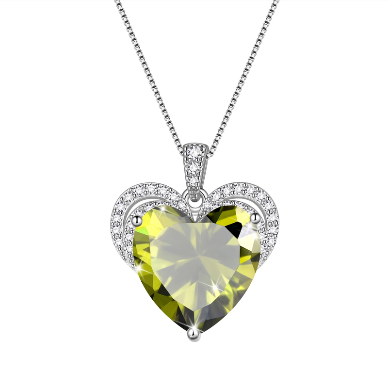 925 Sterling Silver Love Heart Necklace with Pendant including Birthstone