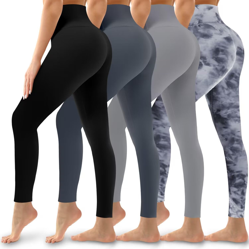 Women's 4 Pack Leggings - High Waisted Tummy Control No See-Through Yoga Pants