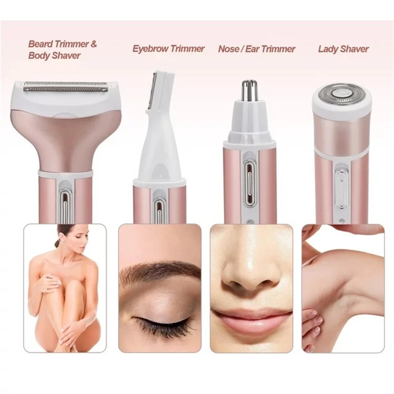 4 in 1 Cordless Electric Rechargeable Epilator Ladies Painless Shaver Trimmer