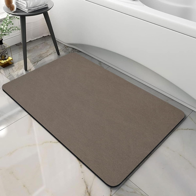 Thin Diatomaceous Earth Bath Mat, Non Slip Quick Dry Super Absorbent Washable Shower Mat Bathroom Floor Mat