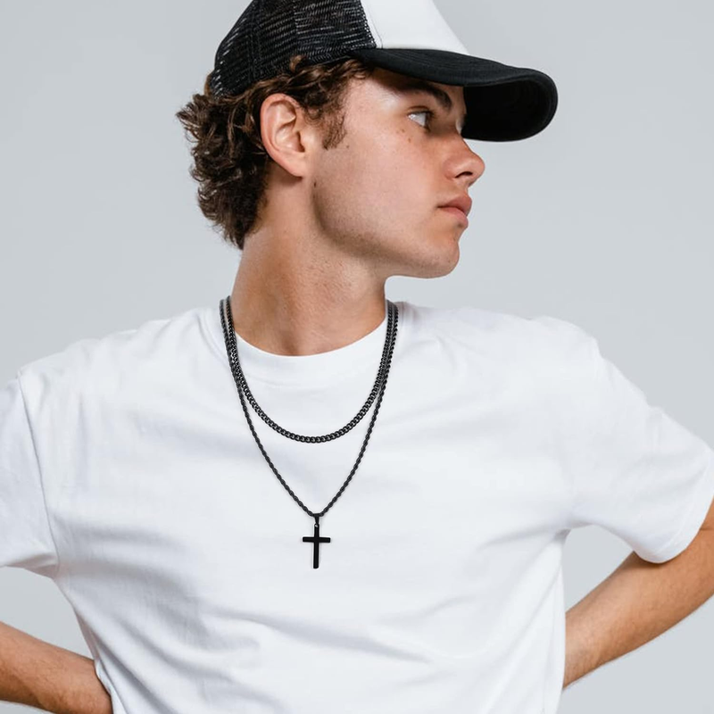  Stainless Steel Cross Pendant Necklace for Men