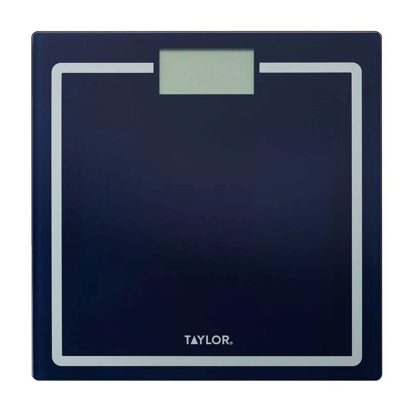 Tempered Glass Battery Operated Digital Body Weight Scale, Navy 11.8-inch x 11.8-inch 