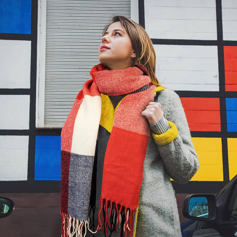  Women's Scarf - Long Plaid Warm Lattice Scarves