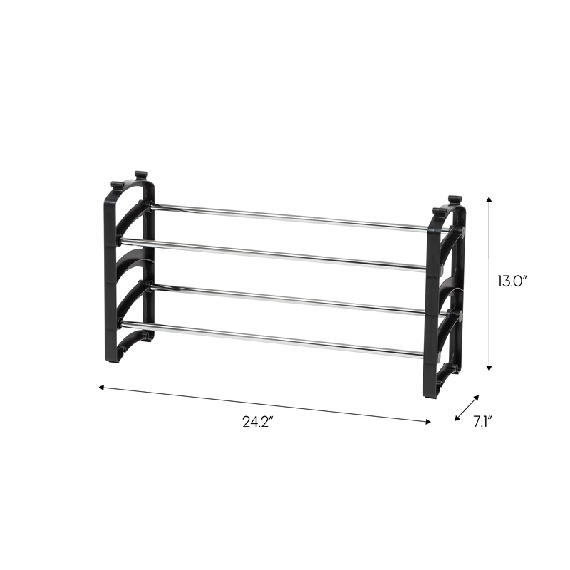 2-Tier Slim Shoe Rack for Entry Way - Holds Up to 6 Pairs