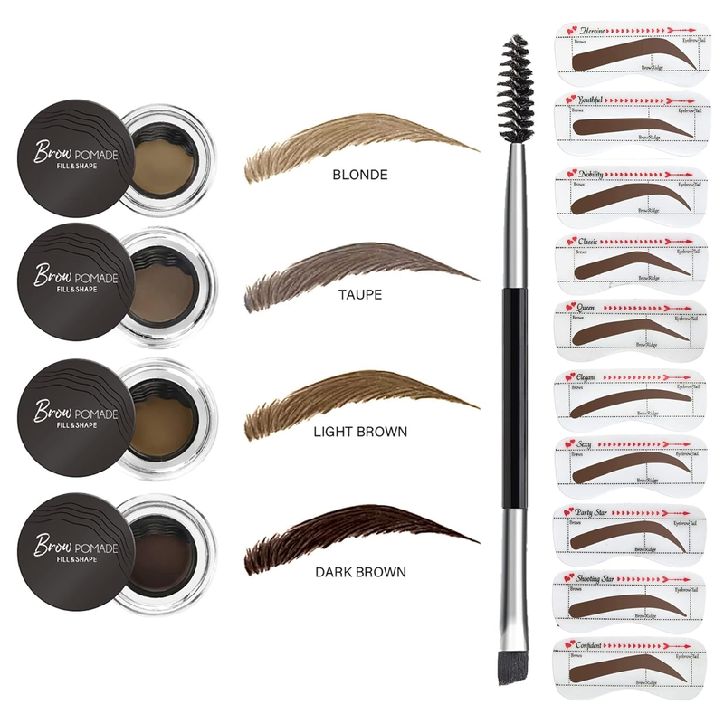 Eyebrow Stamp Pomade Waterproof Stencil Kit 