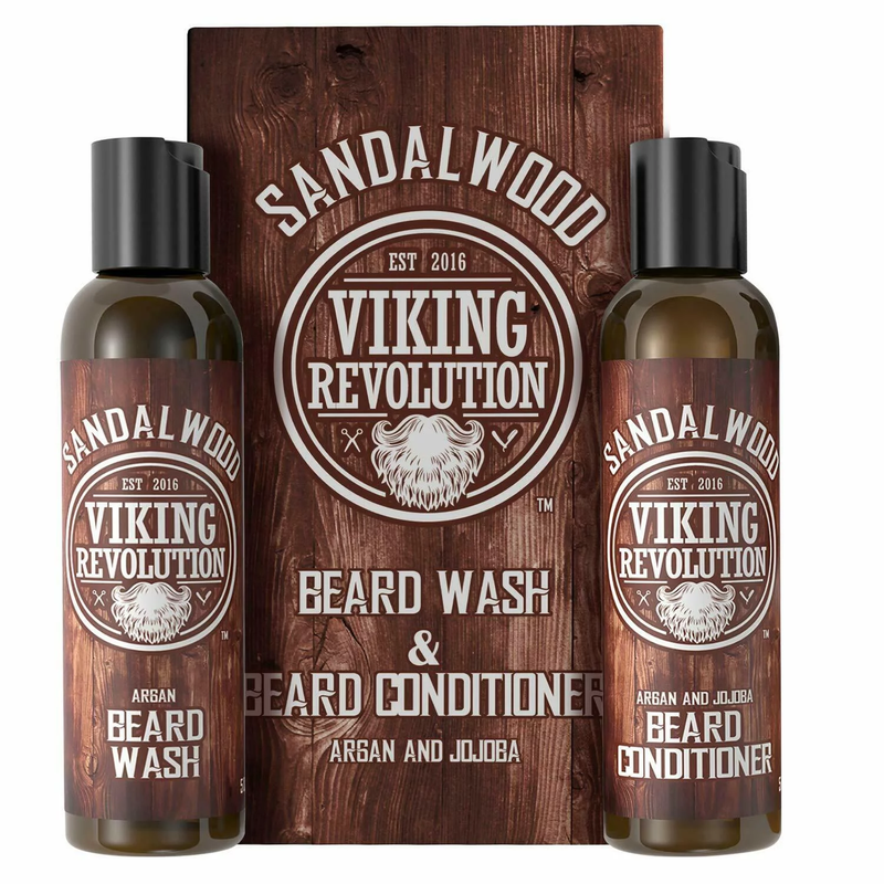 Beard Wash & Beard Conditioner - Beard Shampoo & Beard Oil - Sandalwood, 10 Oz