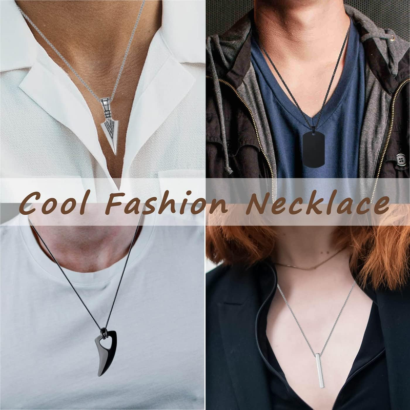 8 Pcs Necklace Set for Men,Each with a 16-24 Inches Chain