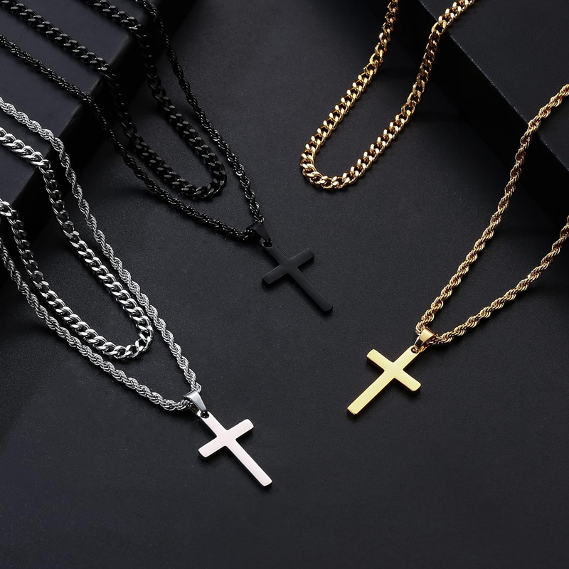  Stainless Steel Cross Pendant Necklace for Men