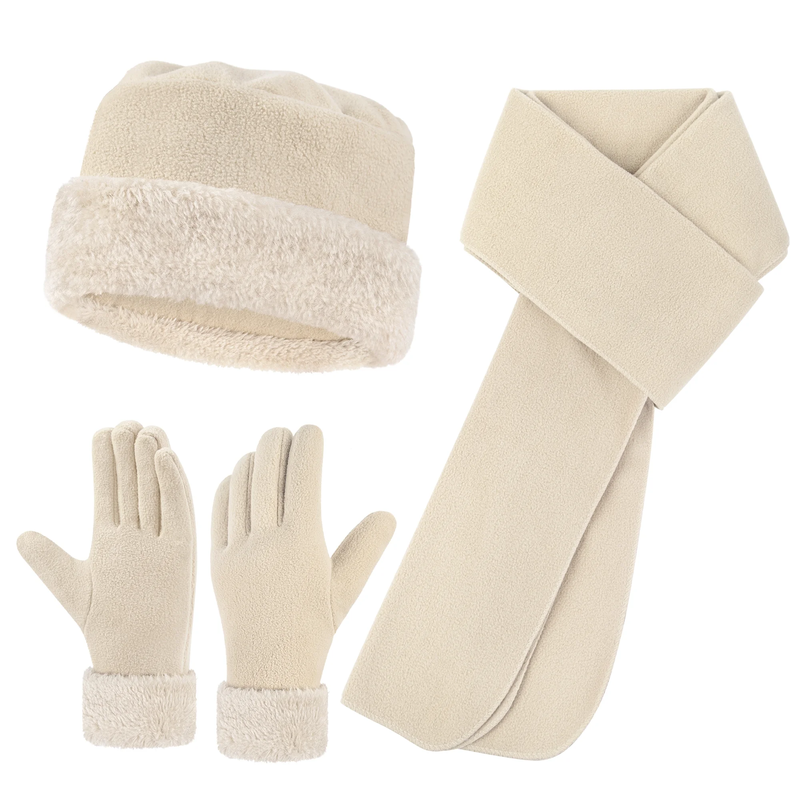 Women's Beanie Hat, Scarf & Gloves Set 