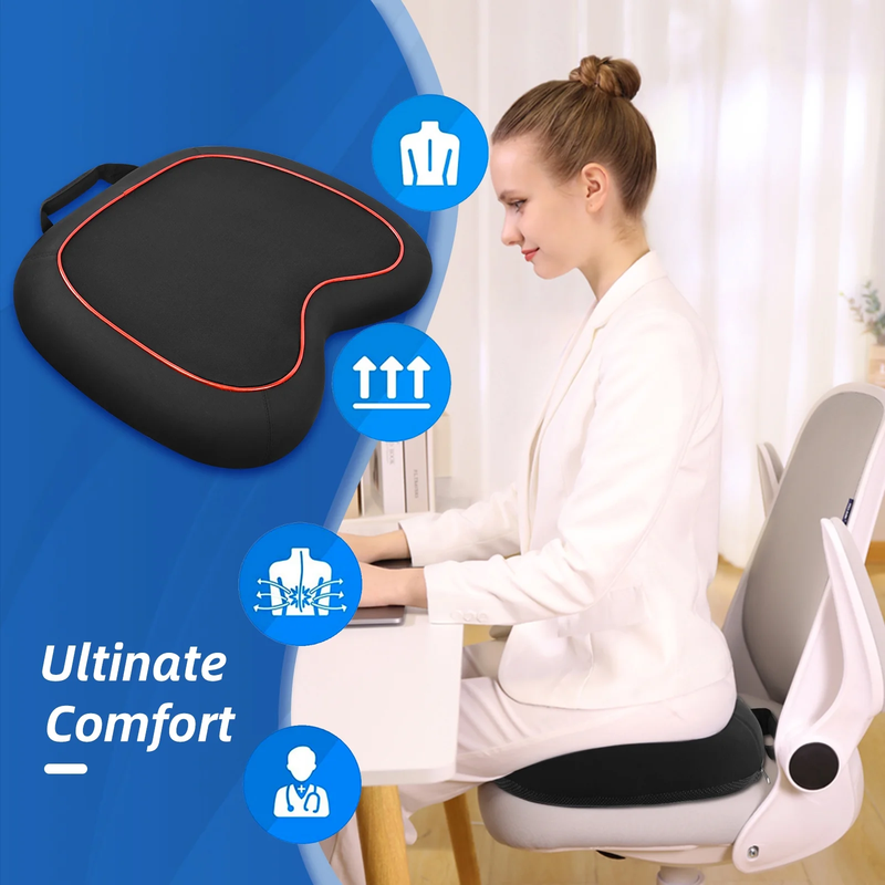 Orthopedic Cooling Gel Memory Foam Seat Cushion for Tailbone, Sciatica & Back Pain Relief with Washable Cover