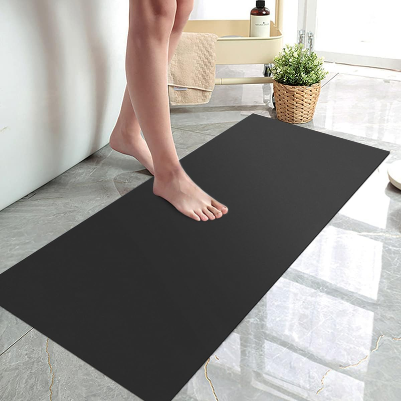 Thin Diatomaceous Earth Bath Mat, Non Slip Quick Dry Super Absorbent Washable Shower Mat Bathroom Floor Mat