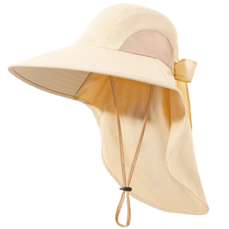 Women's Nylon UPF Protection Sun Hat - Fishing Bucket Hat with Neck Flap