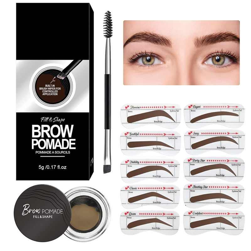 Eyebrow Stamp Pomade Waterproof Stencil Kit 