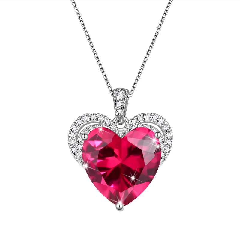 925 Sterling Silver Love Heart Necklace with Pendant including Birthstone