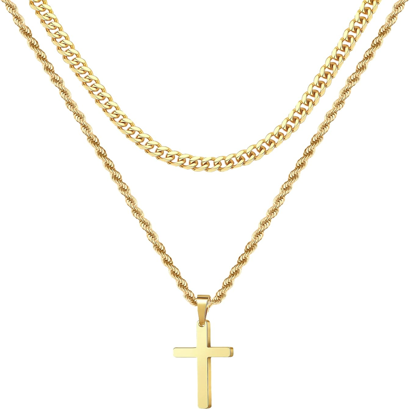  Stainless Steel Cross Pendant Necklace for Men