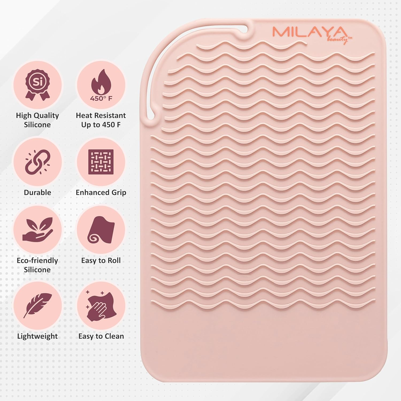  Silicone Heat Resistant Mat for Curling Irons, Flat Irons, and Makeup Tools