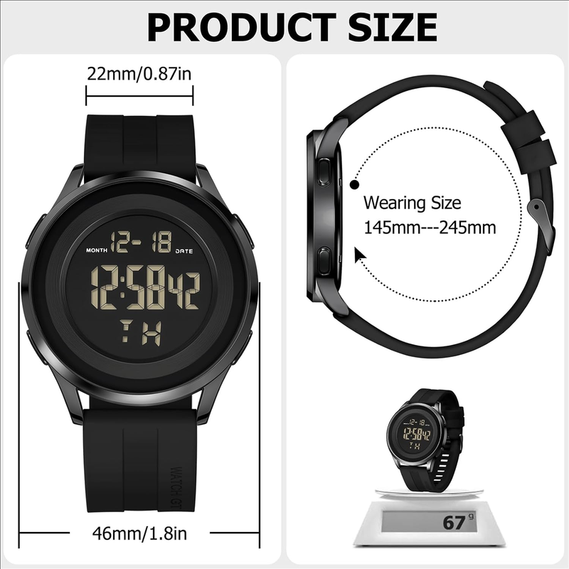 Men's Digital Waterproof Minimalist Ultra-Thin Wrist Watch