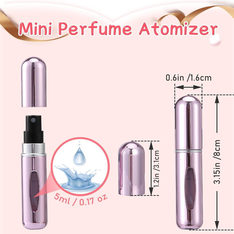 2 Pcs Mini Perfume Travel Refillable Bottles-5Ml Portable Atomizer Sprayer,Empty Pump Container for Traveling and Outgoing