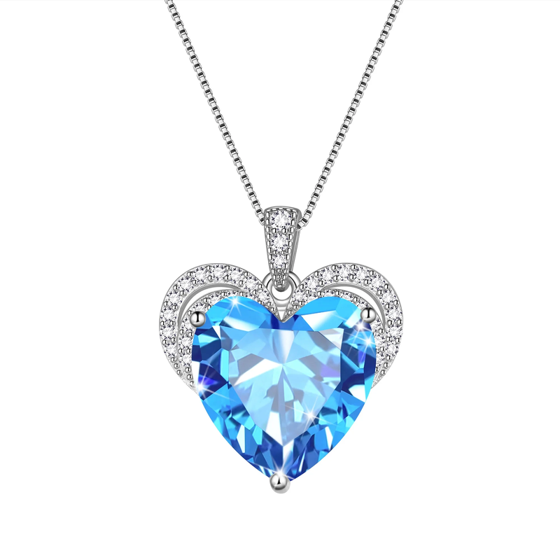 925 Sterling Silver Love Heart Necklace with Pendant including Birthstone