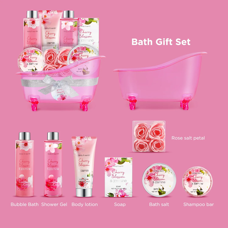 8 Pcs Cherry Blossom & Jasmine Spa Gift Basket