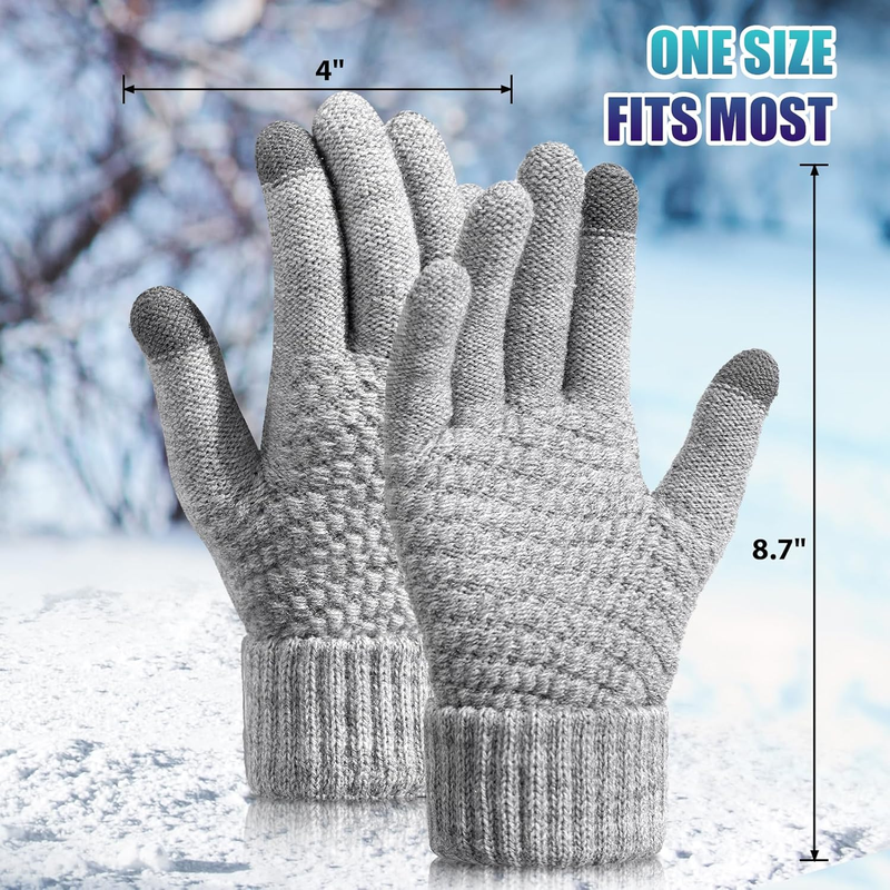 4 Pack Women's Winter Gloves - Warm Soft Touchscreen Capable with Elastic Cuff