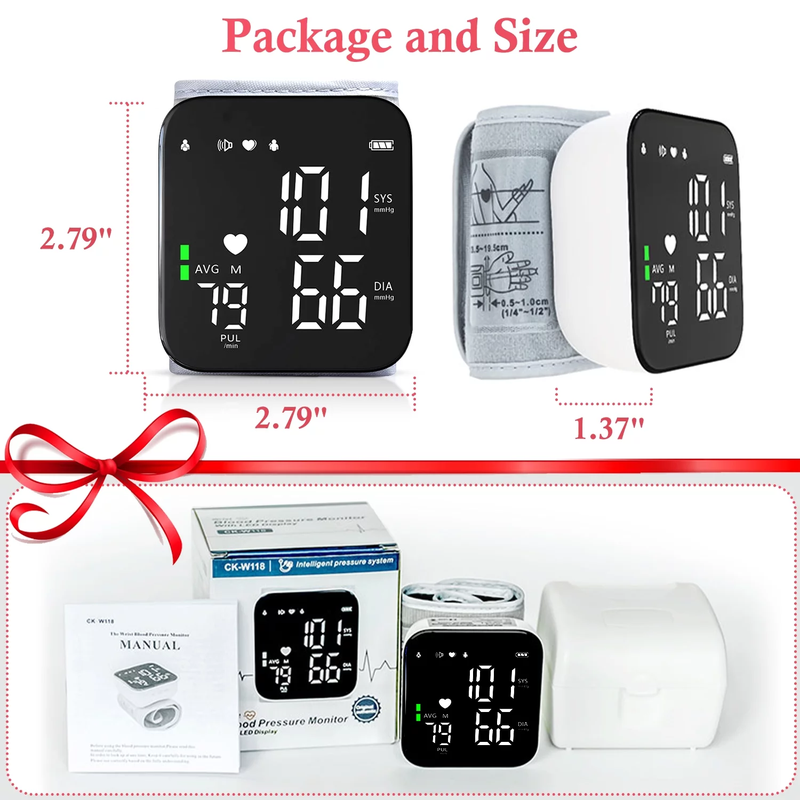 Blood Pressure Monitor, LCD Display - Automatic Voice Pulsometer Sphygmomanometer - Rechargeable 