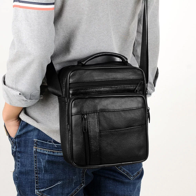 Men's Genuine Leather Shoulder Cross Body Bag