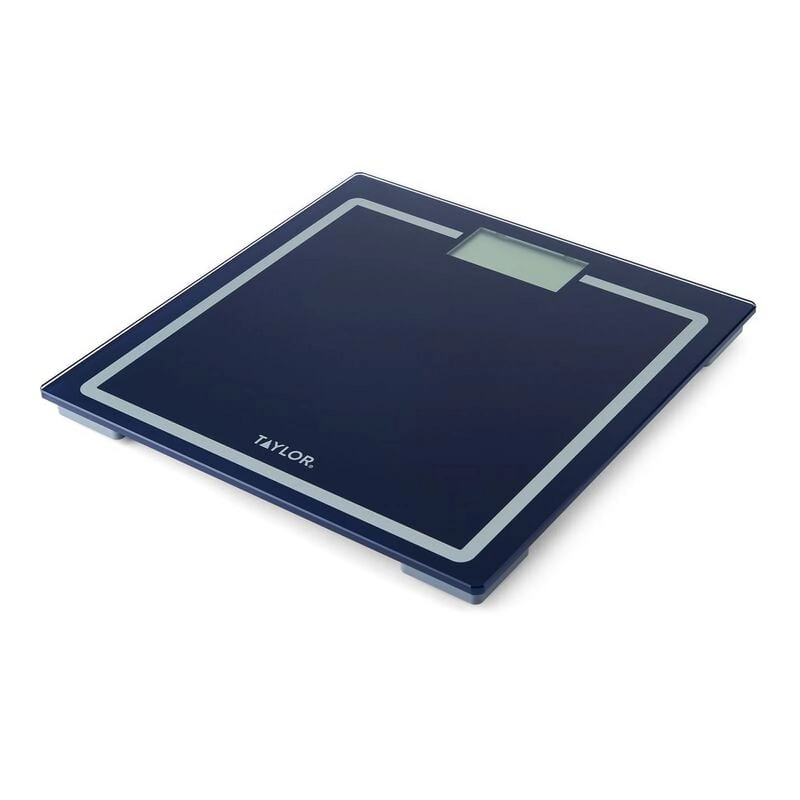 Tempered Glass Battery Operated Digital Body Weight Scale, Navy 11.8-inch x 11.8-inch 