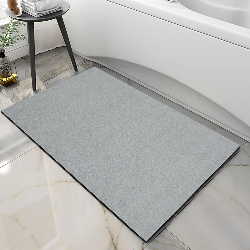 Thin Diatomaceous Earth Bath Mat, Non Slip Quick Dry Super Absorbent Washable Shower Mat Bathroom Floor Mat