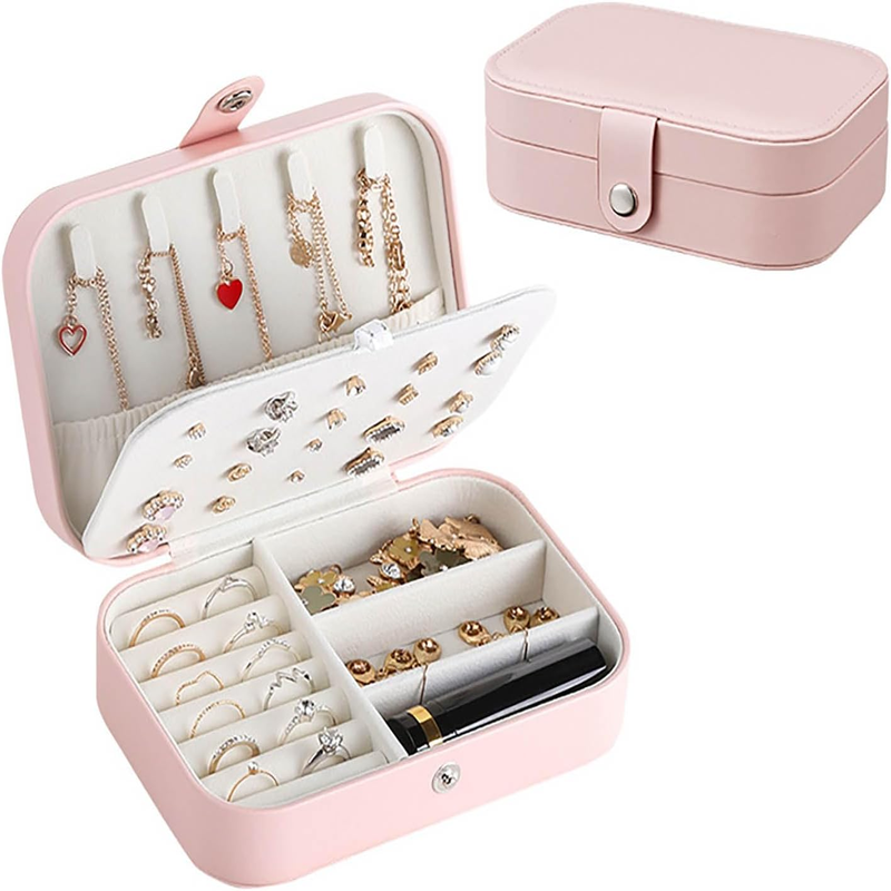 Travel Jewelry Case Organizer, Double Layer Foldable Jewelry Display Storage 