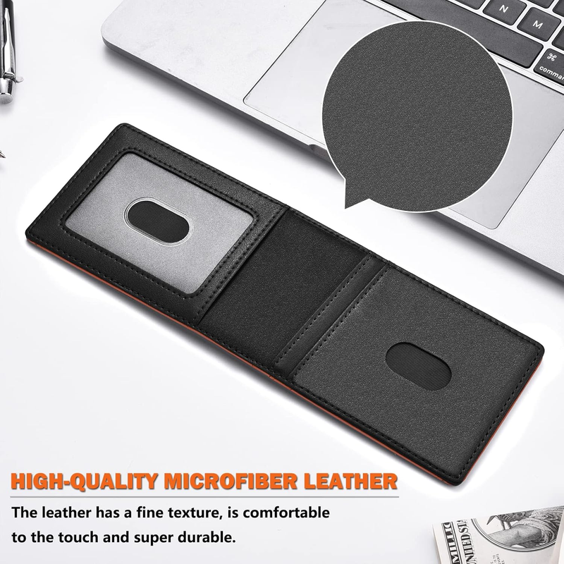 Men's Premium Microfiber Leather Bifold Wallet with ID Window & RFID Blocking with Gift Box