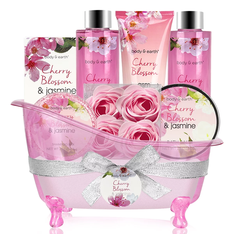 8 Pcs Cherry Blossom & Jasmine Spa Gift Basket