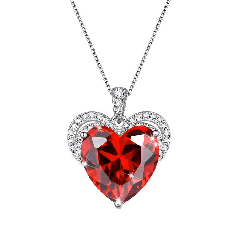 925 Sterling Silver Love Heart Necklace with Pendant including Birthstone