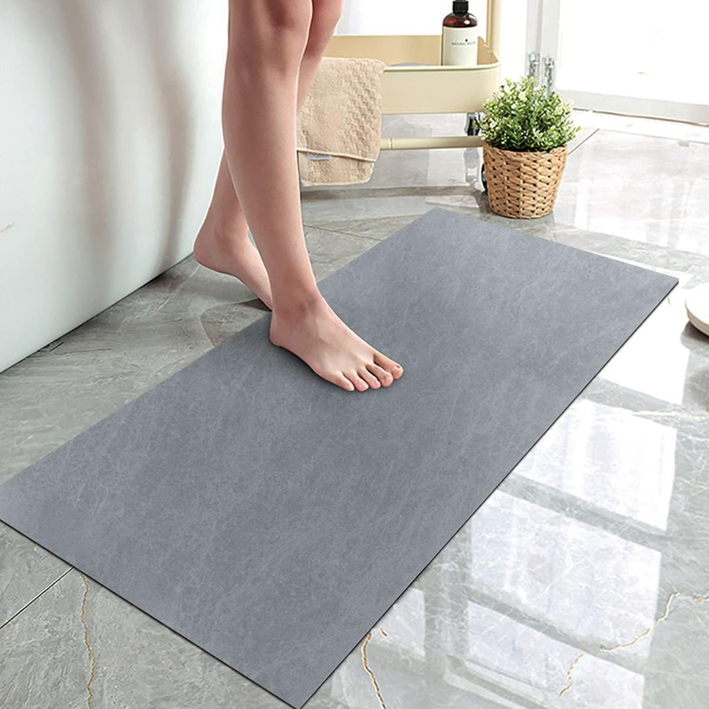 Thin Diatomaceous Earth Bath Mat, Non Slip Quick Dry Super Absorbent Washable Shower Mat Bathroom Floor Mat