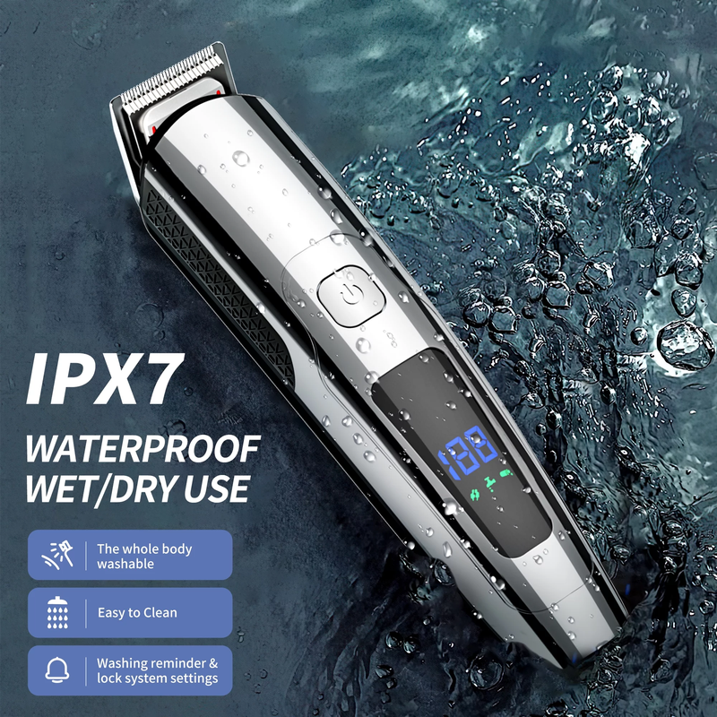 14 in 1 Electric Beard Trimmer - IPX7 Waterproof USB Rechargeable & Cordless Groomer Kit W/ LED Display