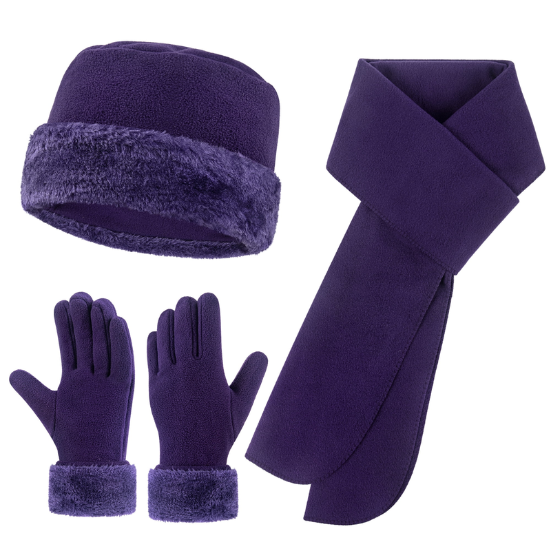 Women's Beanie Hat, Scarf & Gloves Set 