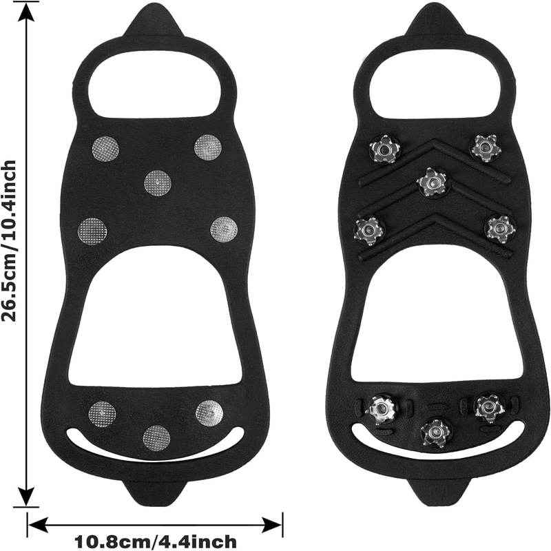 2 Pairs Non Slip Gripper Spike Ice Traction Cleats with 8 Steel Stud Spikes