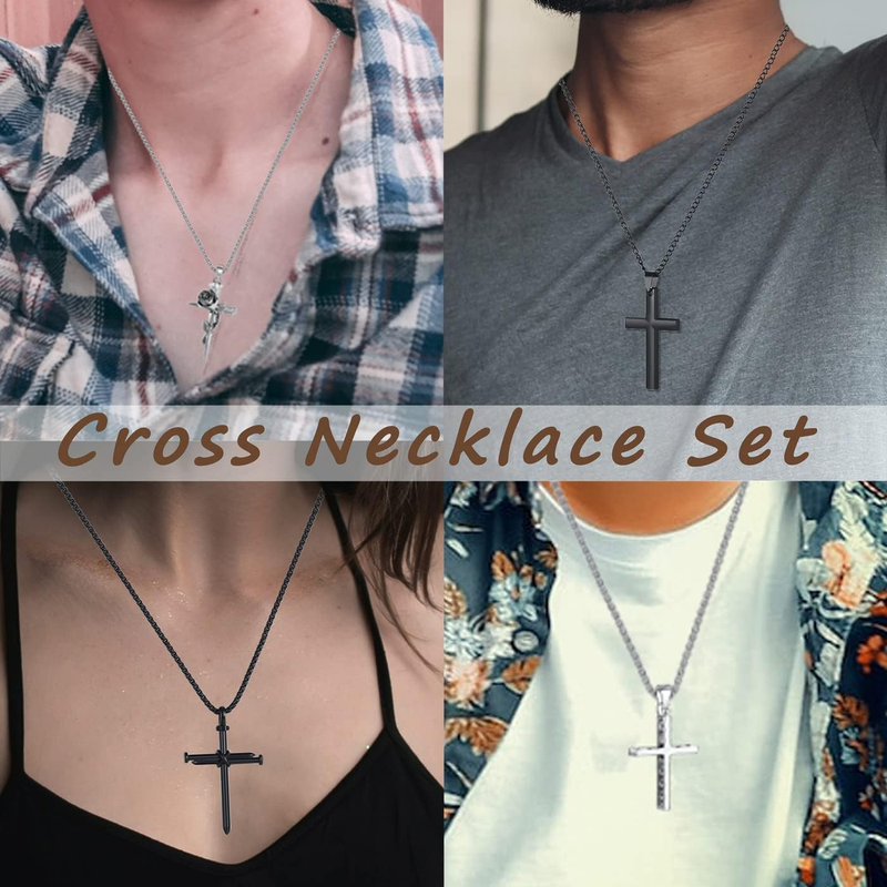 8 Pcs Necklace Set for Men,Each with a 16-24 Inches Chain