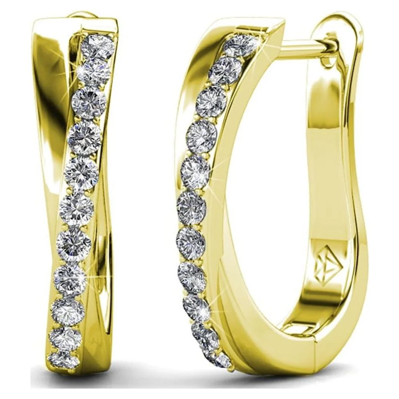 18k Gold Plated Hoop Earrings with Swarovski Crystals