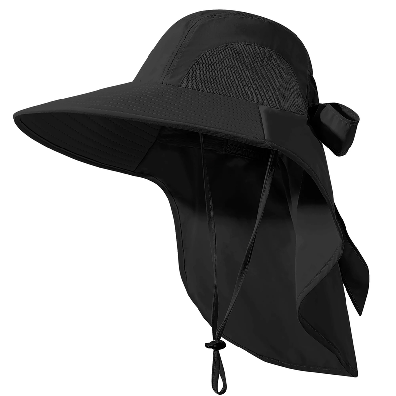 Women's Nylon UPF Protection Sun Hat - Fishing Bucket Hat with Neck Flap