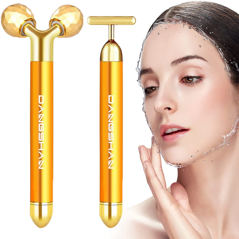  2-In-1 Electric Face Massager - 3D Roller and T Shape Facial Roller