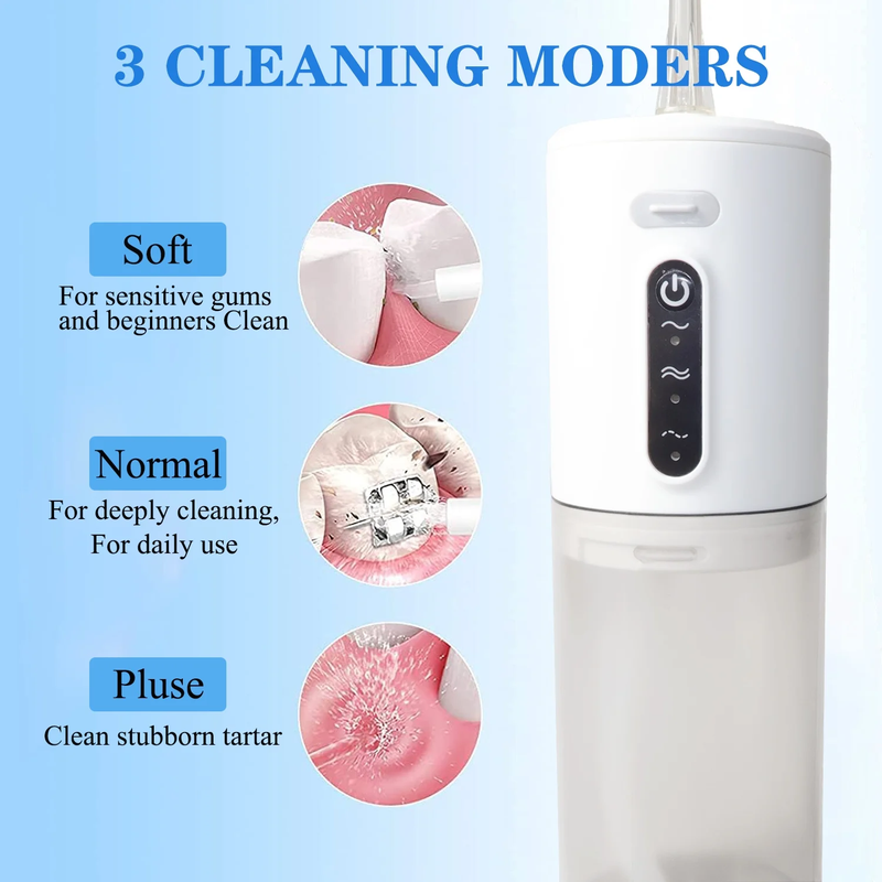 Portable Electric Water Flosser with 5 Jet Tips - Rechargeable Oral Irrigator 3 Modes & 280ml Water Tank