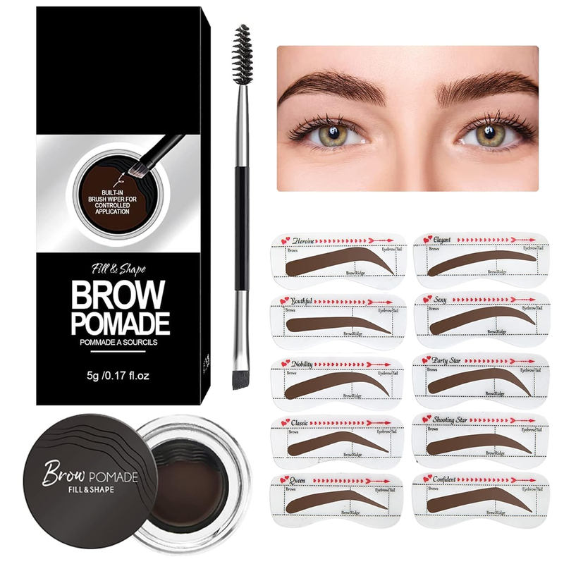 Eyebrow Stamp Pomade Waterproof Stencil Kit 