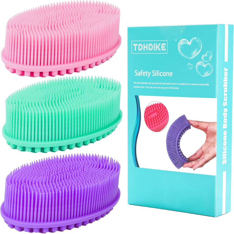 Set of 3 Silicone Body Scrubber Loofahs for Exfoliating