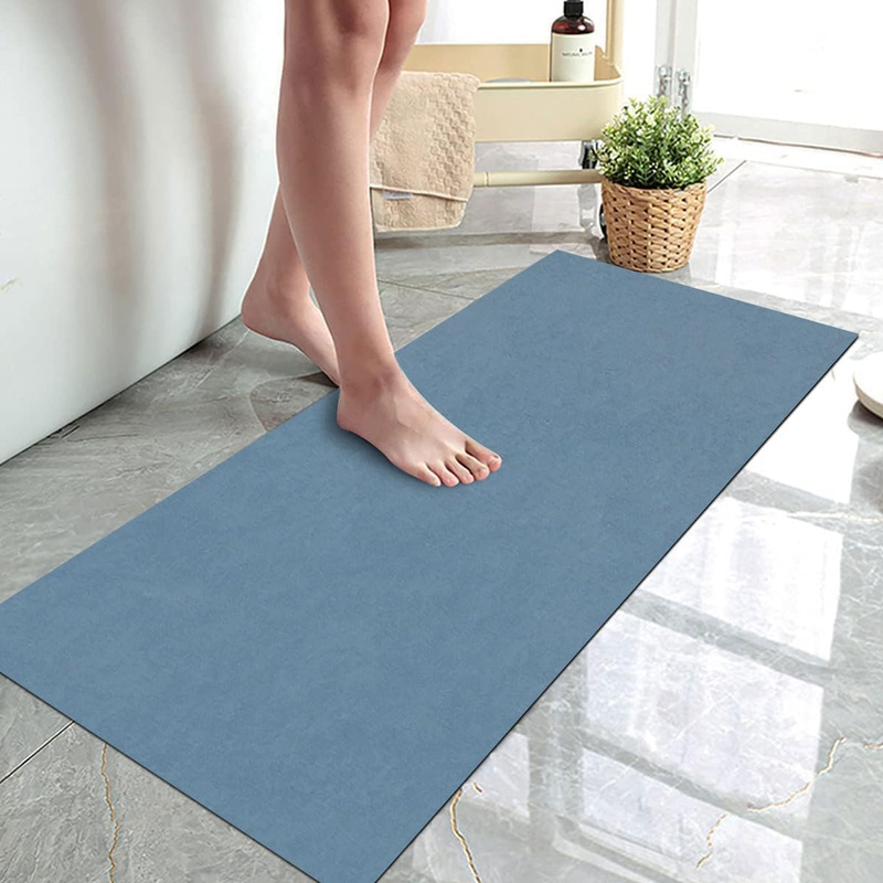 Thin Diatomaceous Earth Bath Mat, Non Slip Quick Dry Super Absorbent Washable Shower Mat Bathroom Floor Mat