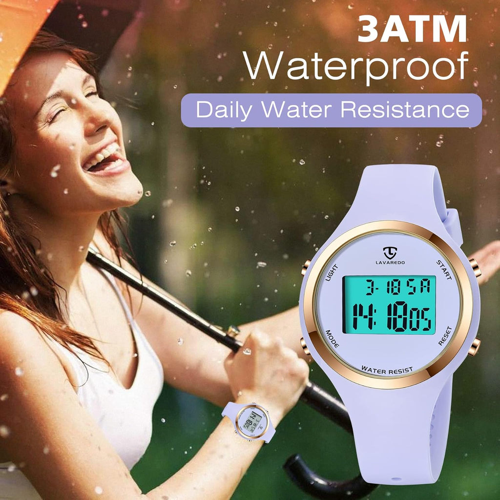 Digital Sport Watch - 3ATM Waterproof Wrist Watch with Alarm Clock