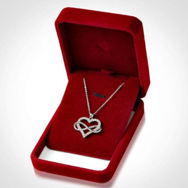 Heart 925 Sterling Silver Heart Infinity Pendant with Cubic Zirconias