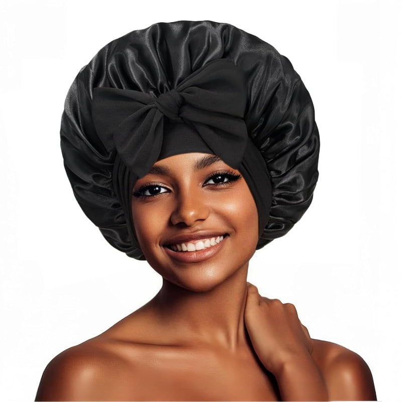 Miri - Satin Bonnet for Sleeping, Adjustable Silk Hair Bonnet with Tie Band for Curly Hair