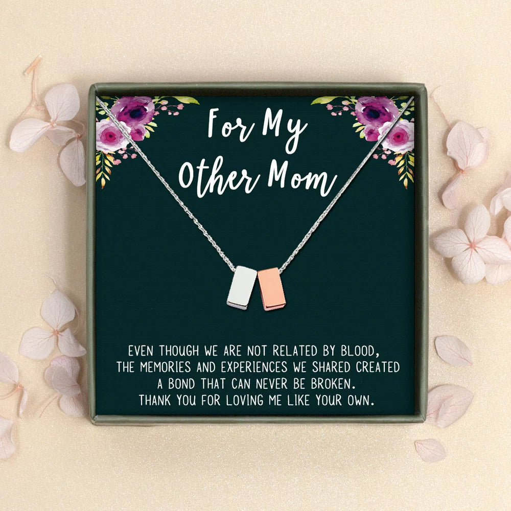 Step Mom Gift, Gift for Other Mom, Cube Necklace Jewelry Gift, Mothers Day Gift, Birthday Gift for Her,Two Cube Necklaces with Wish Card -[Rose Gold]